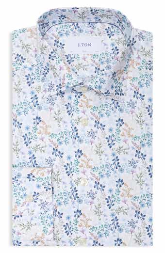 Slim Fit Floral Cotton Twill Shirt