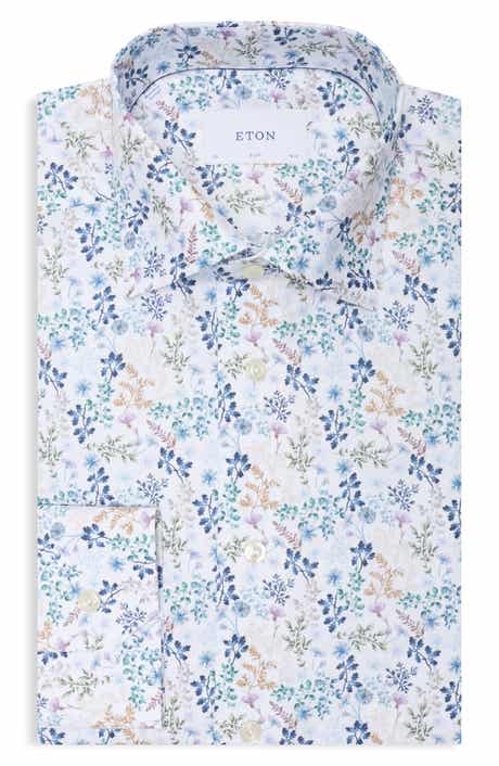 Slim Fit Floral Cotton Twill Shirt