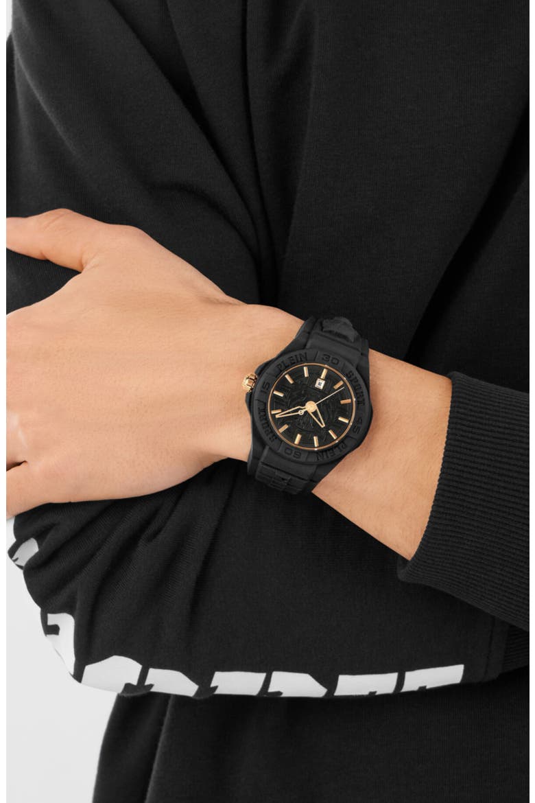 New Fearless Silicon Strap Watch, 46mm, Alternate, color, BLACK BLACK