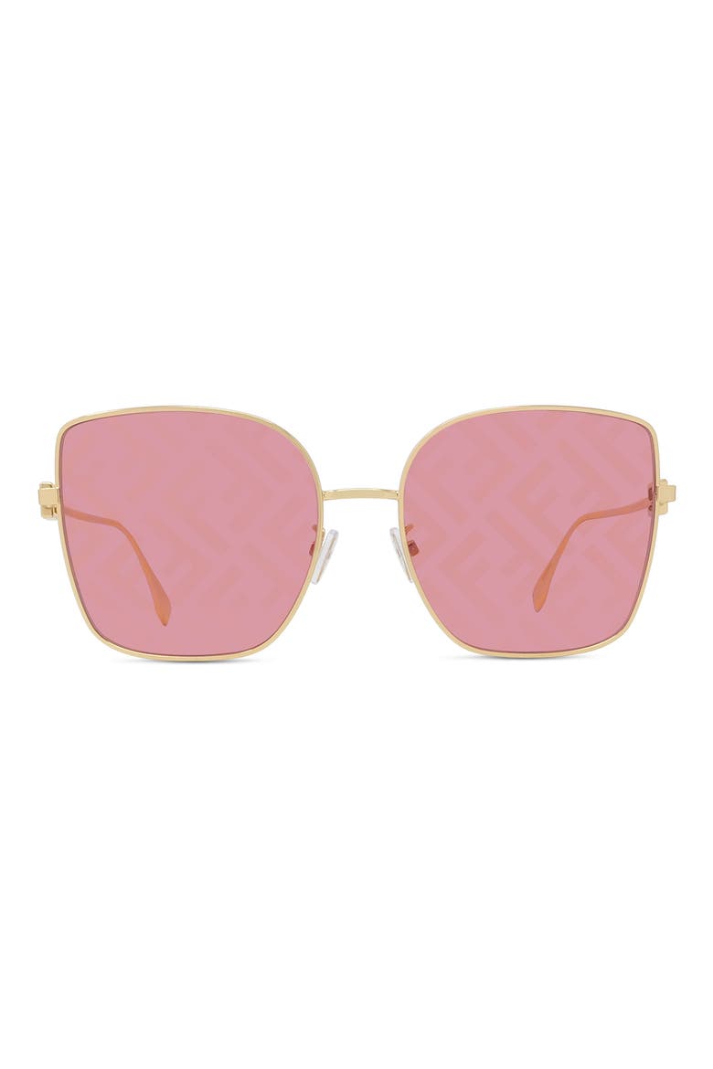 59mm Square Sunglasses, Main, color, SHINY ENDURA GOLD / BORDEAUX