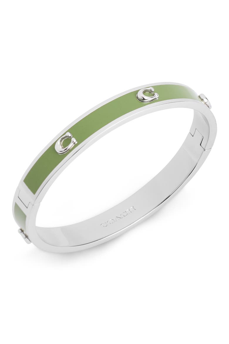 Enamel Hinge Bracelet, Alternate, color, GREEN/ RHODIUM