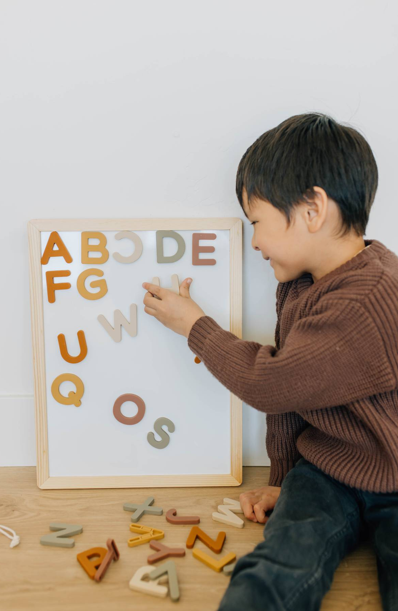 BROOKLYN NEUTRAL Alphabet Magnetic Letters and Whiteboard Set, Alternate, color, Neutral