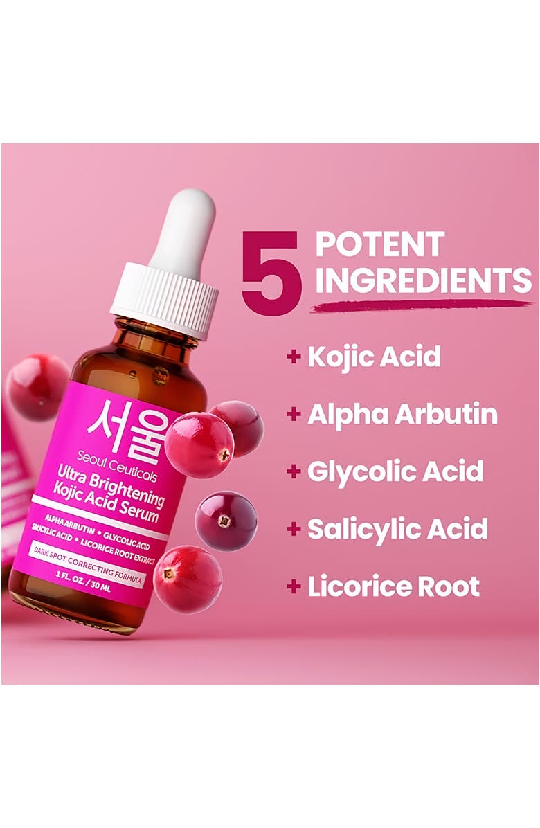Seoul Ceuticals Korean Skincare Ultra Brightening Kojic Acid Serum, Alternate, color, Clear
