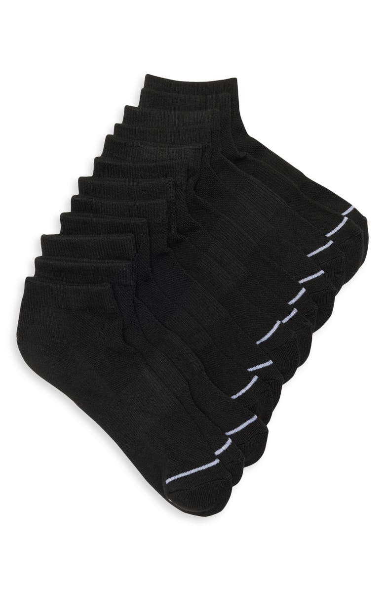 Honeydew 6-Pack Butter Sole Quarter Socks, Main, color, Black/ White Stripe