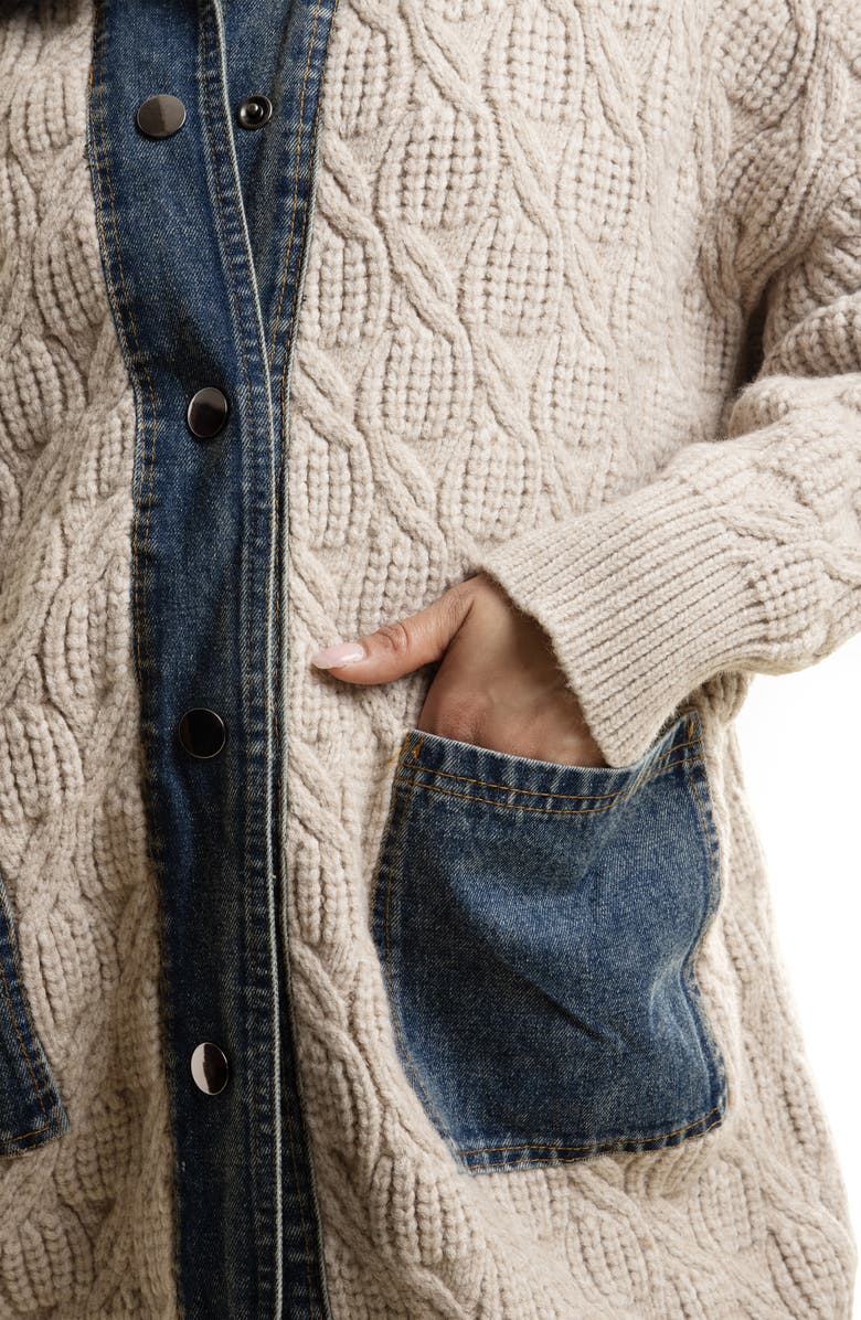 SAACHI Mixed Media Longline Jacket, Alternate, color, Beige