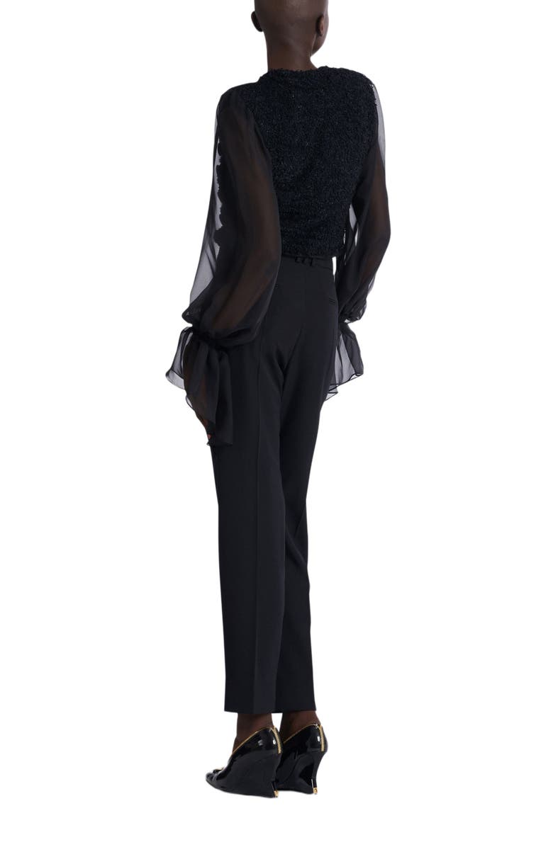 Balmain Edge-To-Edge Tweed And Chiffon Jacket, Alternate, color,