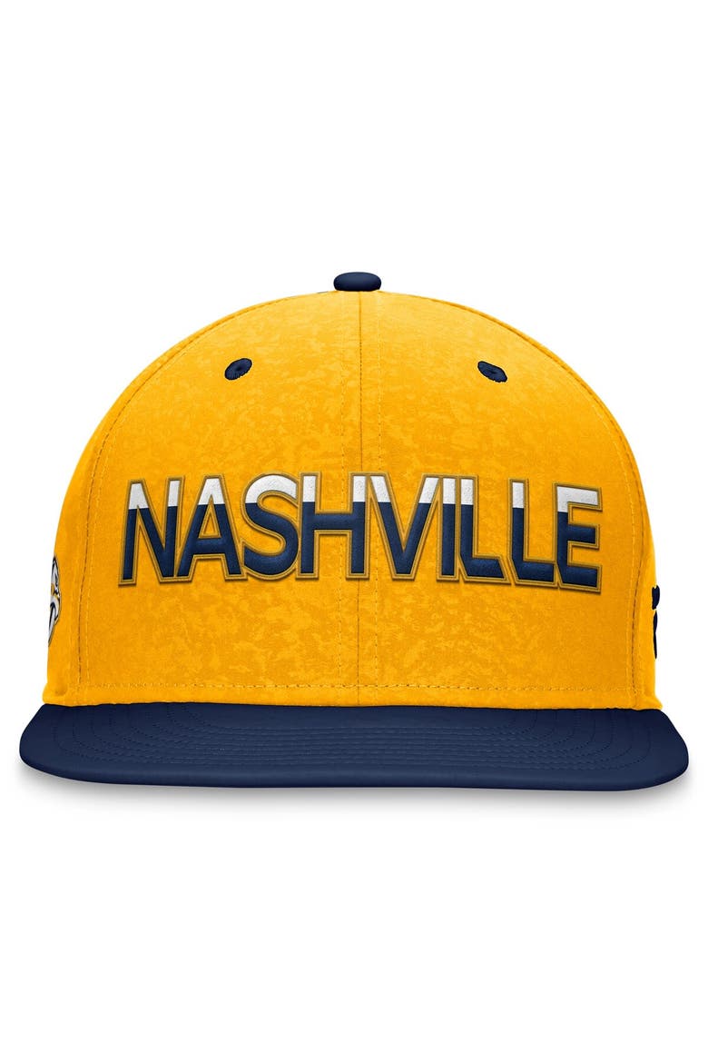 Men's Fanatics Branded  Navy/Gold Nashville Predators Authentic Pro Rink Two-Tone Snapback Hat, Alternate, color, Navy