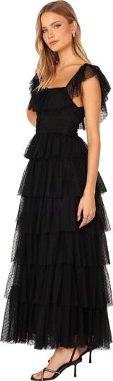 Belle Swiss Dot Tulle Tiered Maxi Dress