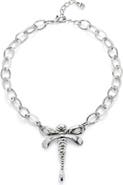 UNODE50 Sterling Silver Plated Chain Necklace with Central Dragonfly