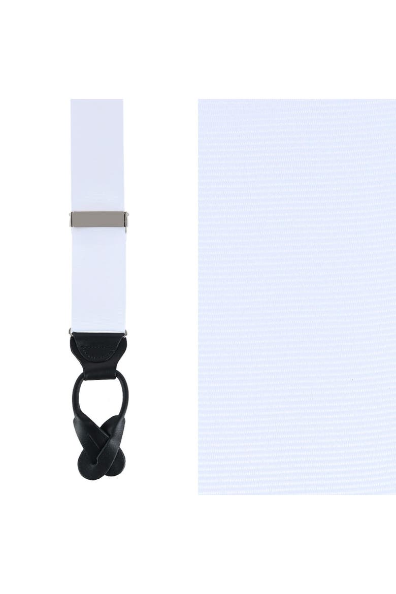 Phoenix 38mm Grosgrain Non Stretch Ribbon Button End Suspenders, Main, color, White