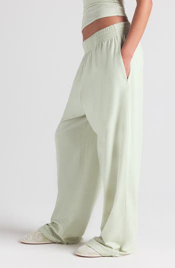 Cotton Blend Jersey Wide Leg Pants