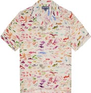 Vilebrequin Men Linen Bowling Shirt Pescador - VBQ x Fabrice Hyber