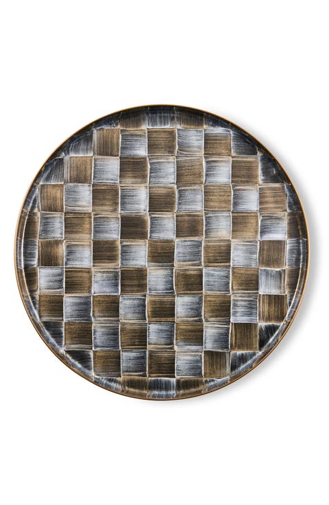Rosy Check® Enameled Steel Round Tray