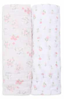Dainty Florals 2-Pack Muslin Swaddle Blanket Set