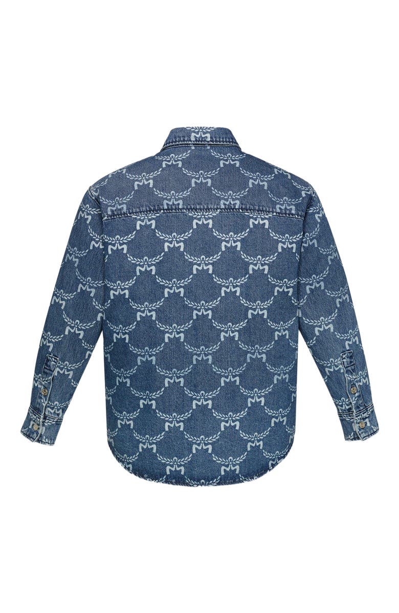 MCM Lauretos Monogram Denim Shirt, Alternate, color, Indigo