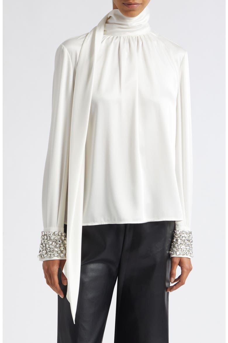 Veronica Long Sleeve Top with Embellished Cuffs, Main, color, OPTIC