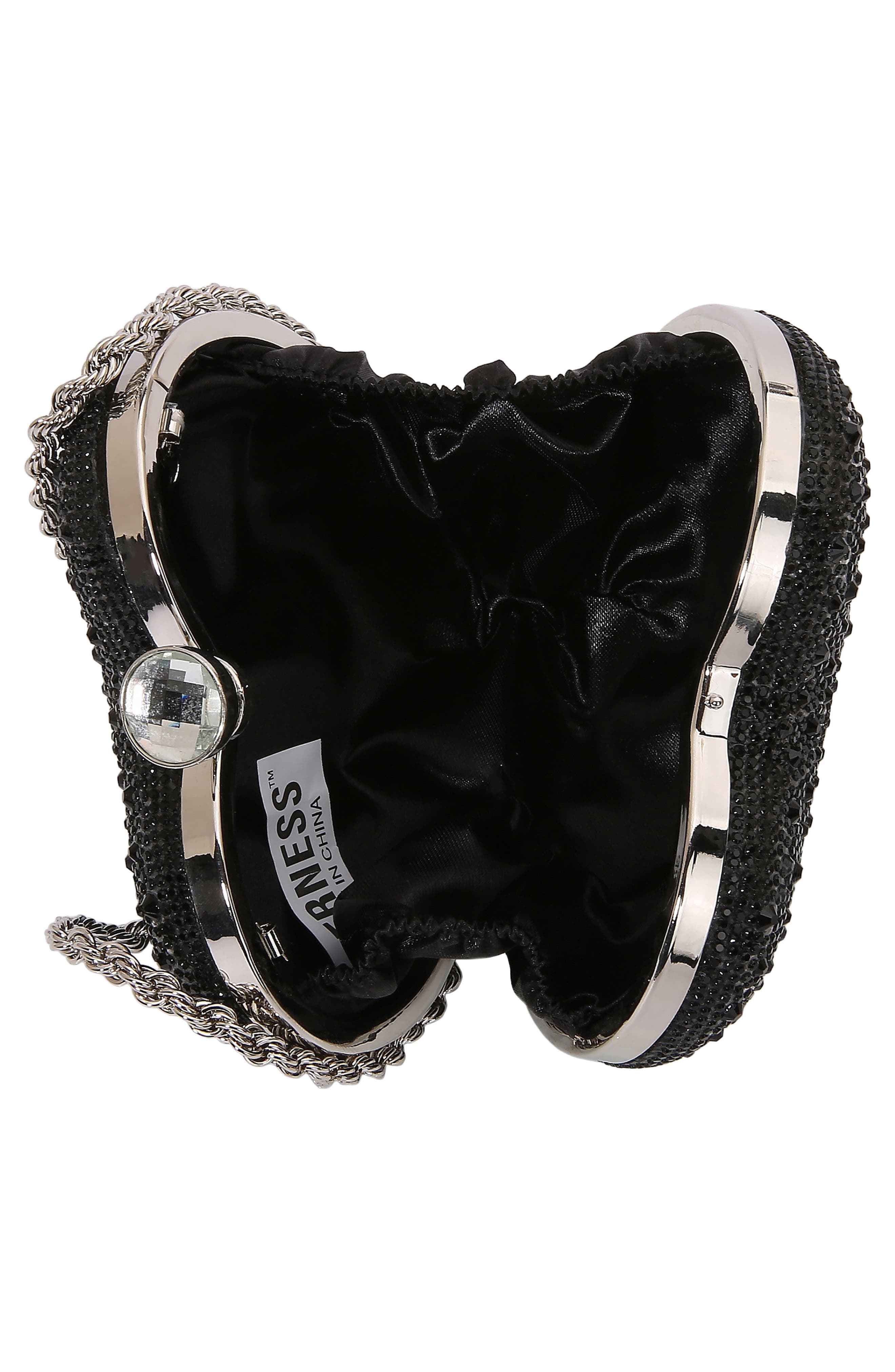 Heart Shaped Rhinestone Clasp Purse, Alternate, color, BLACK