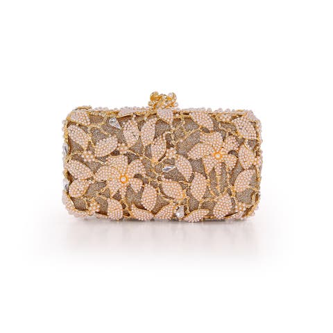 Adelaide Floral Vine Pearl and Crystal Beaded Minaudiere