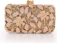 BADGLEY MISCHKA Adelaide Floral Vine Pearl and Crystal Beaded Minaudiere