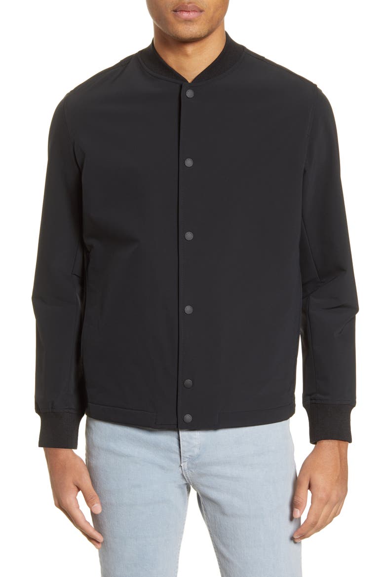 Tech Focus Slim Fit Bomber Jacket, Alternate, color, BLACK