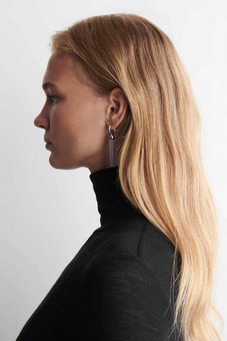 Tasselled Earrings, Alternate, color, SILVER