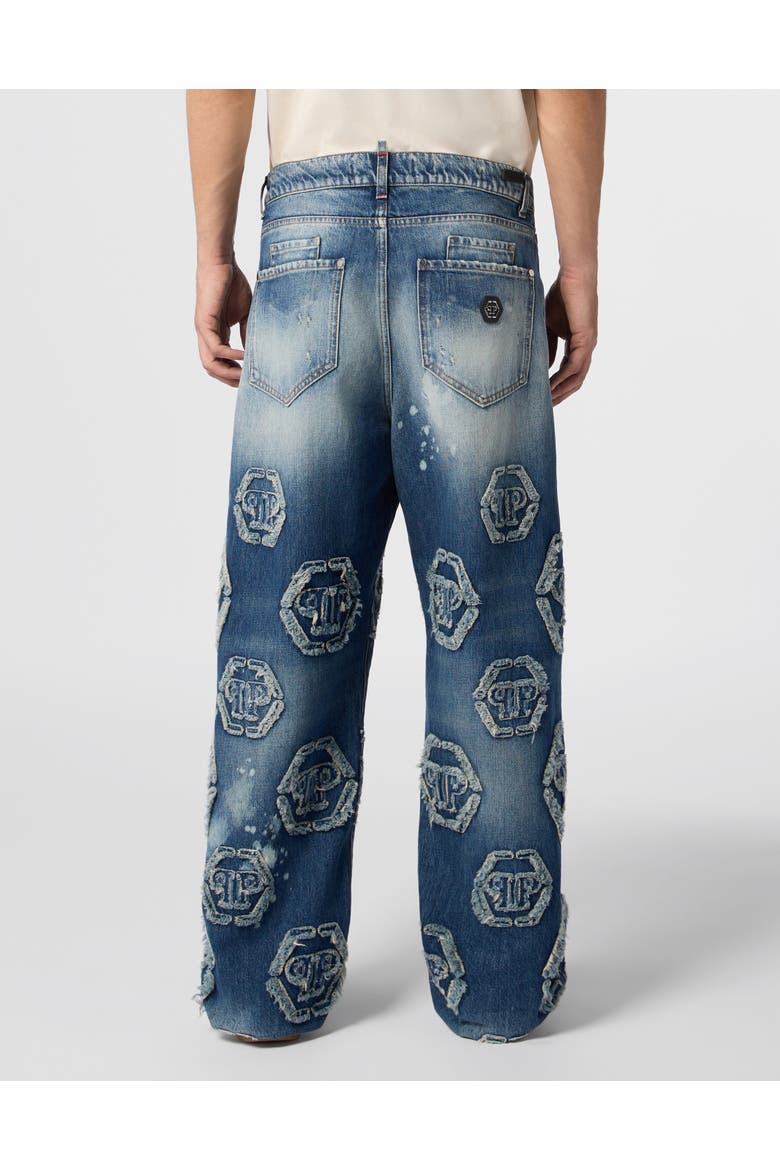 Beach Boy Jeans Raw Edge Monogram Men, Alternate, color, Smokey Mountains