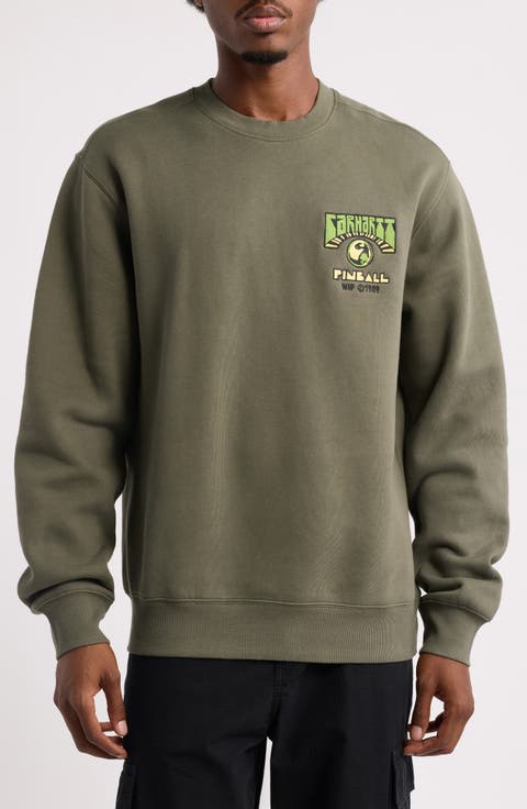 Pinball Embroidered Cotton Crewneck Sweatshirt