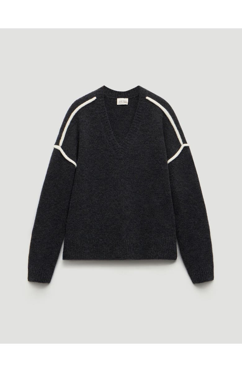 Hush Billie Wool Blend V Neck Sweater, Alternate, color, Charcoal Marl