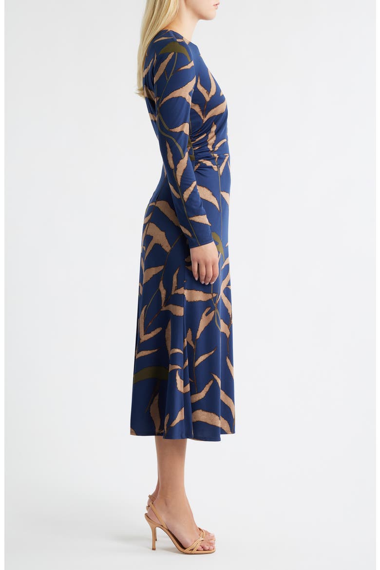 Abstract Print Long Sleeve Midi Dress, Alternate, color, NAVY MULTI