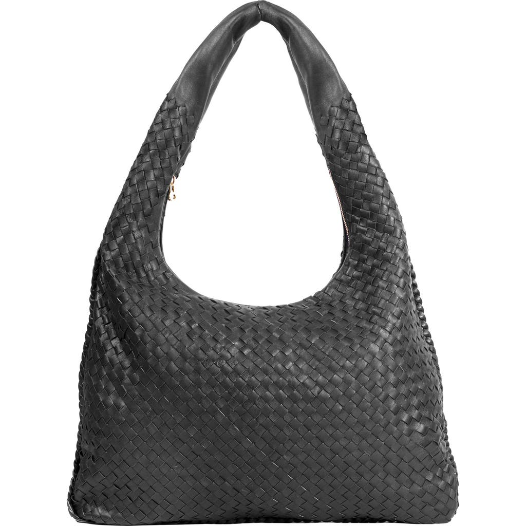 The Artisan & Company Woven Leather Slouchy Hobo Bag-black