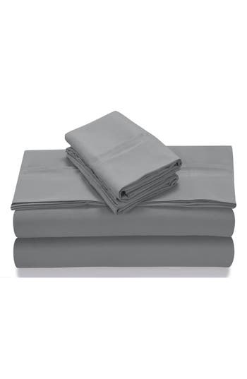 Azores Home 110 Gsm Extra Deep Pocket Sheet Set In Grey