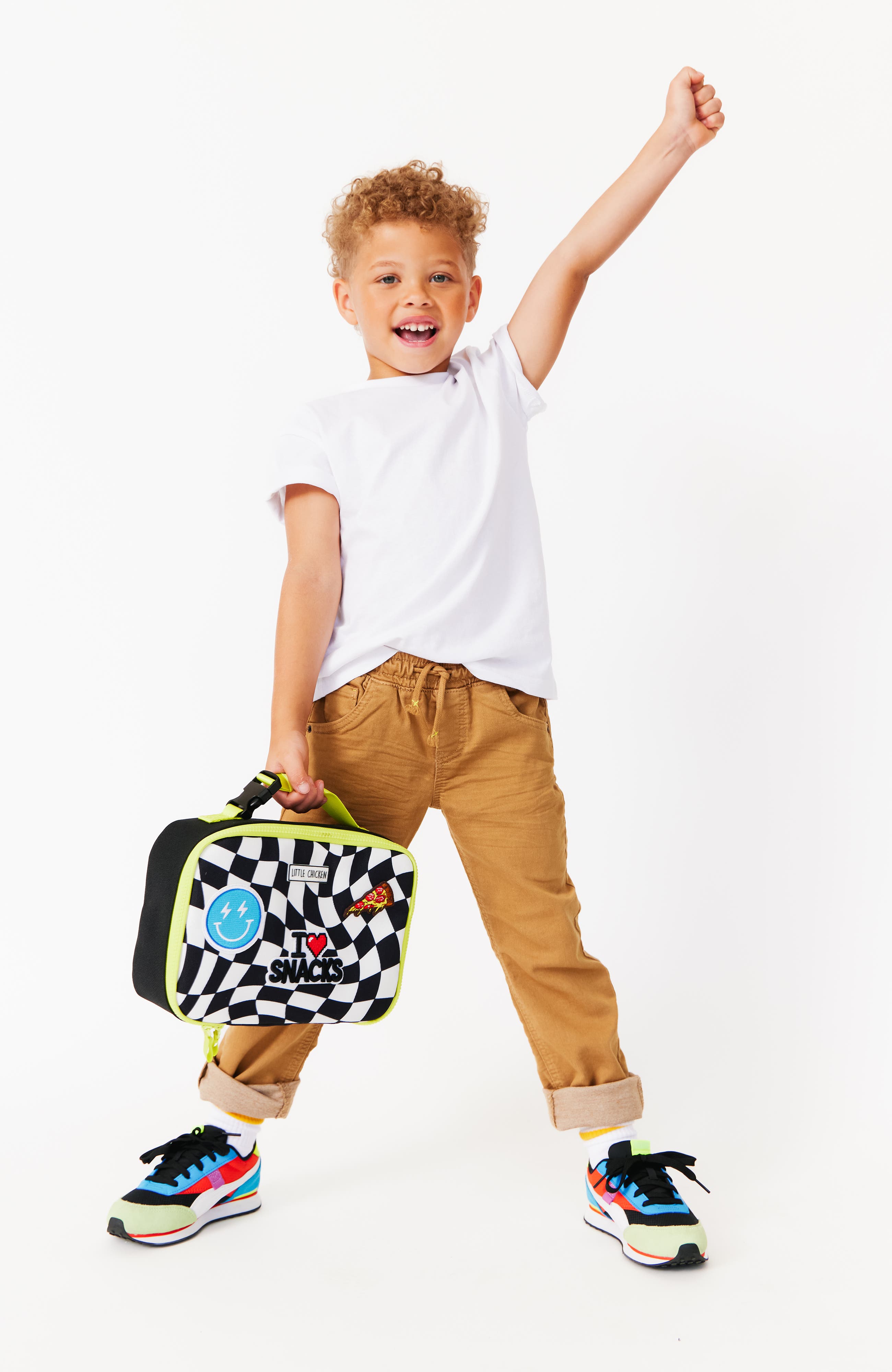 Little Chicken Kids' Patched Lunchbox, Alternate, color, Black Checker