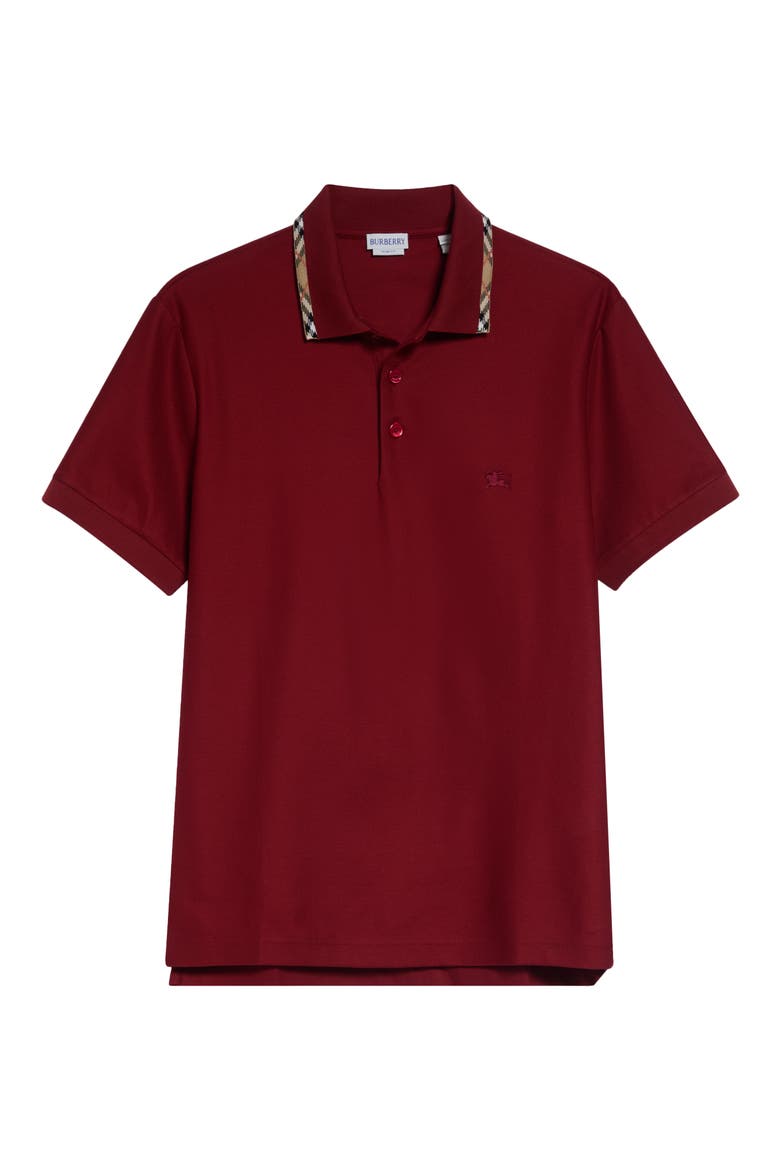 Eddie Check Trim Cotton Piqué Polo, Main, color, AUBURN BROWN