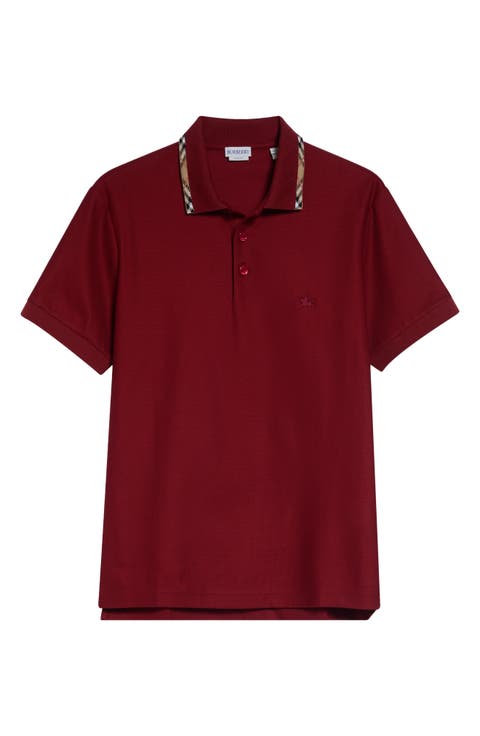 Eddie Check Trim Cotton Piqué Polo