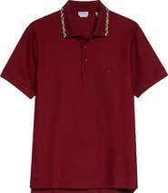 Burberry Eddie Check Trim Cotton Piqué Polo