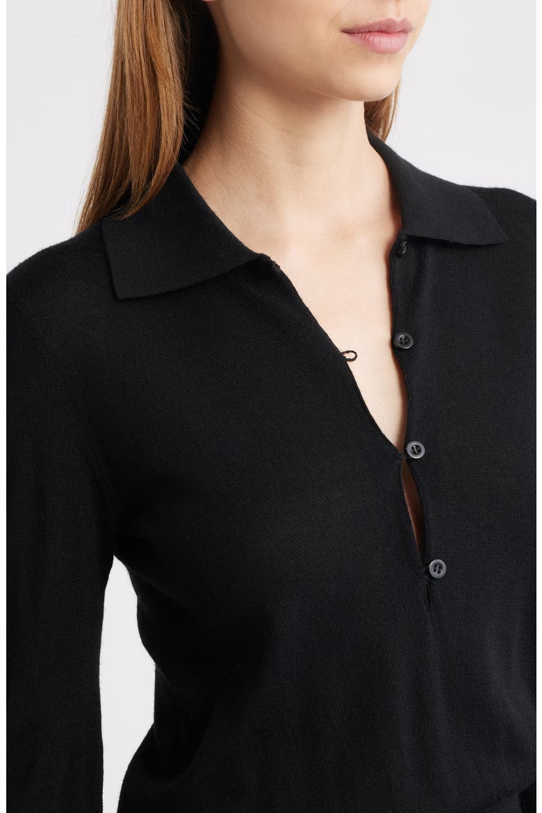 The Smart Polo Long Sleeve Merino Wool Sweater Dress, Alternate, color, BLACK