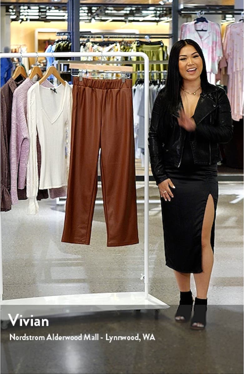 Elastic Waist Crop Faux Leather Pants, sales video thumbnail