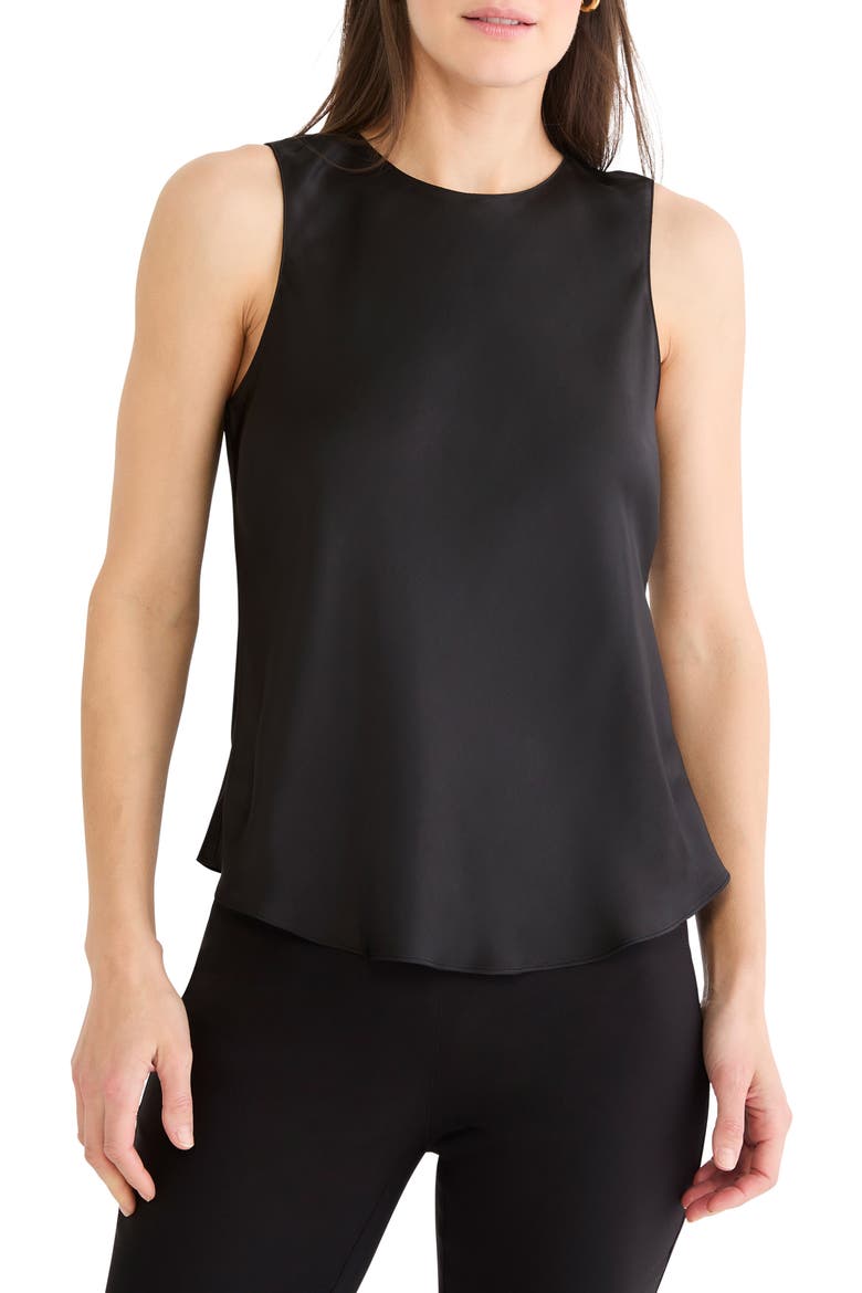 Day Gloss Woven Tank, Main, color, BLACK ONYX