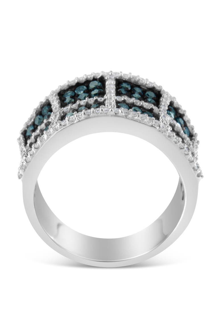 14K Gold 1 1/2 Cttw White and Treated Blue Diamond Cocktail Ring, Alternate, color, White Gold