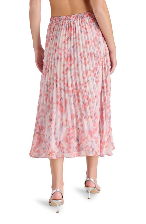 Steve Madden Raina Floral Pleated Midi Skirt In Dusty Lavender