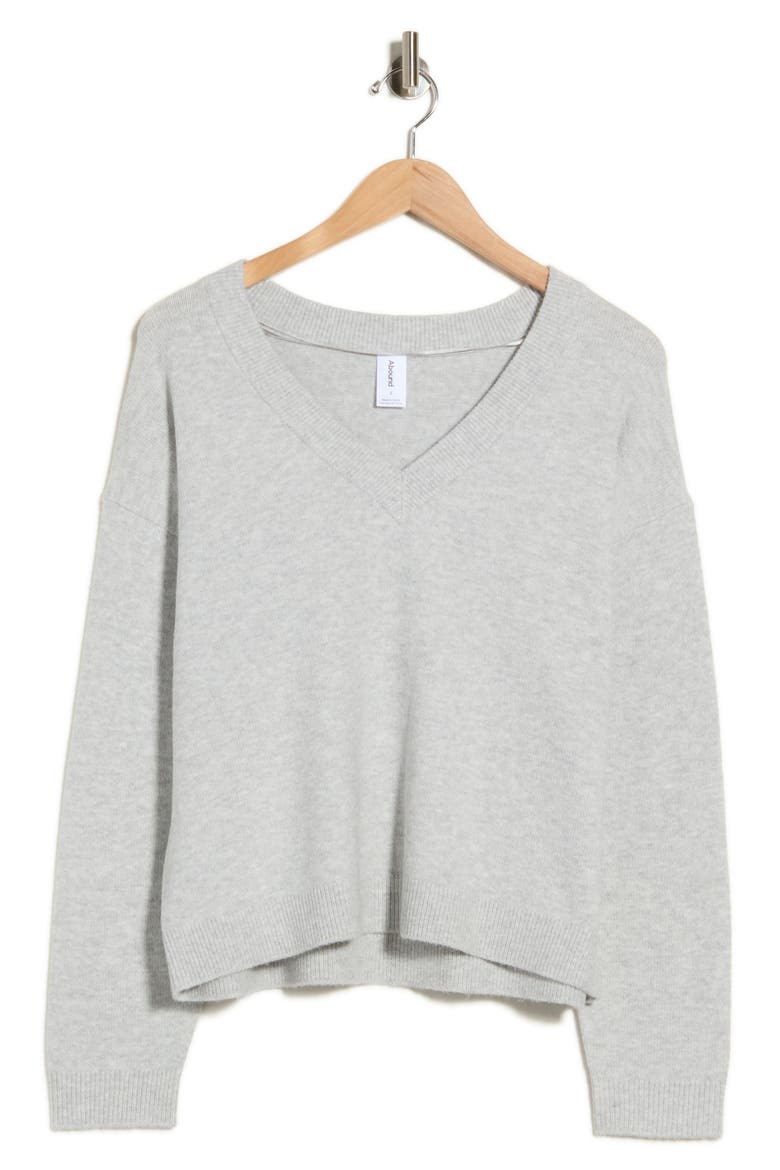 Cozy V-Neck Pullover Sweater, Alternate, color, GREY LIGHT HEATHER