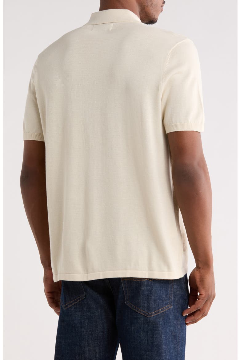 Honeycomb Stripe Cotton Polo Sweater, Alternate, color, BIRCH