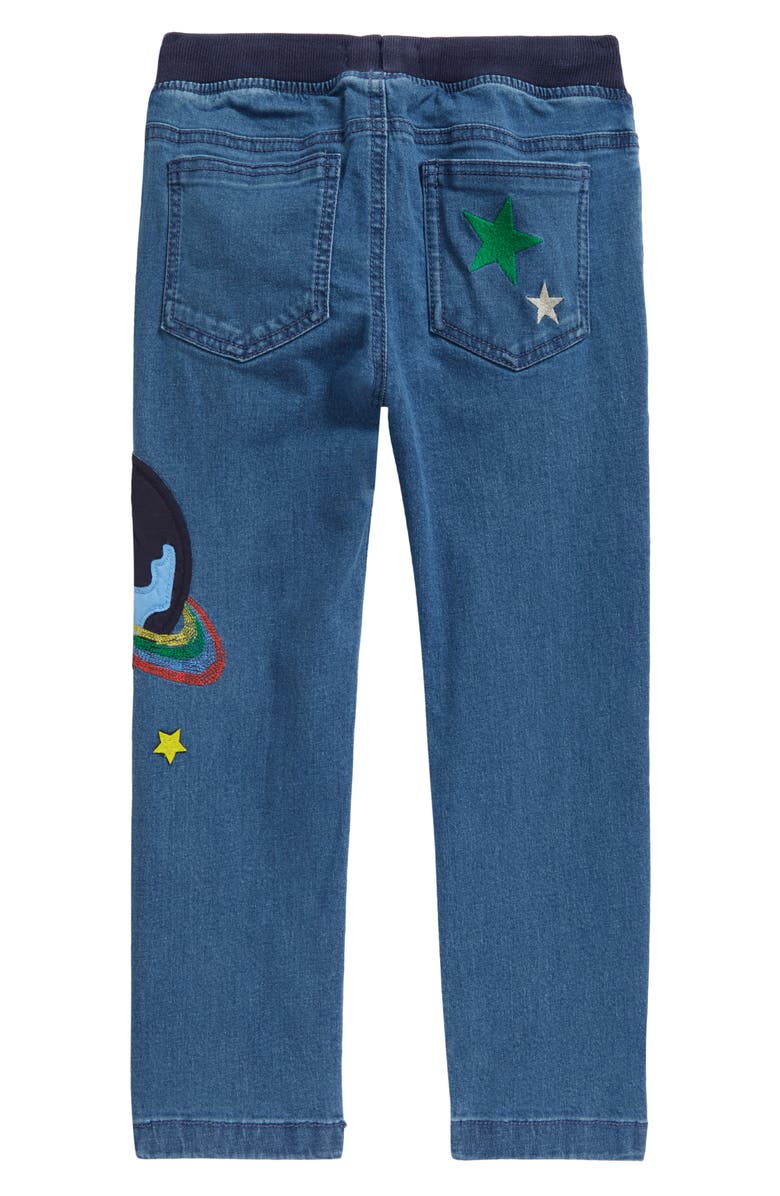 Mini Boden Kids' Appliqué Pull-On Denim Pants, Alternate, color, 