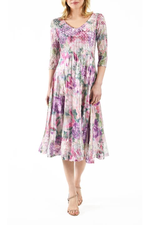 Rose Lace Sleeve CharmueseDress