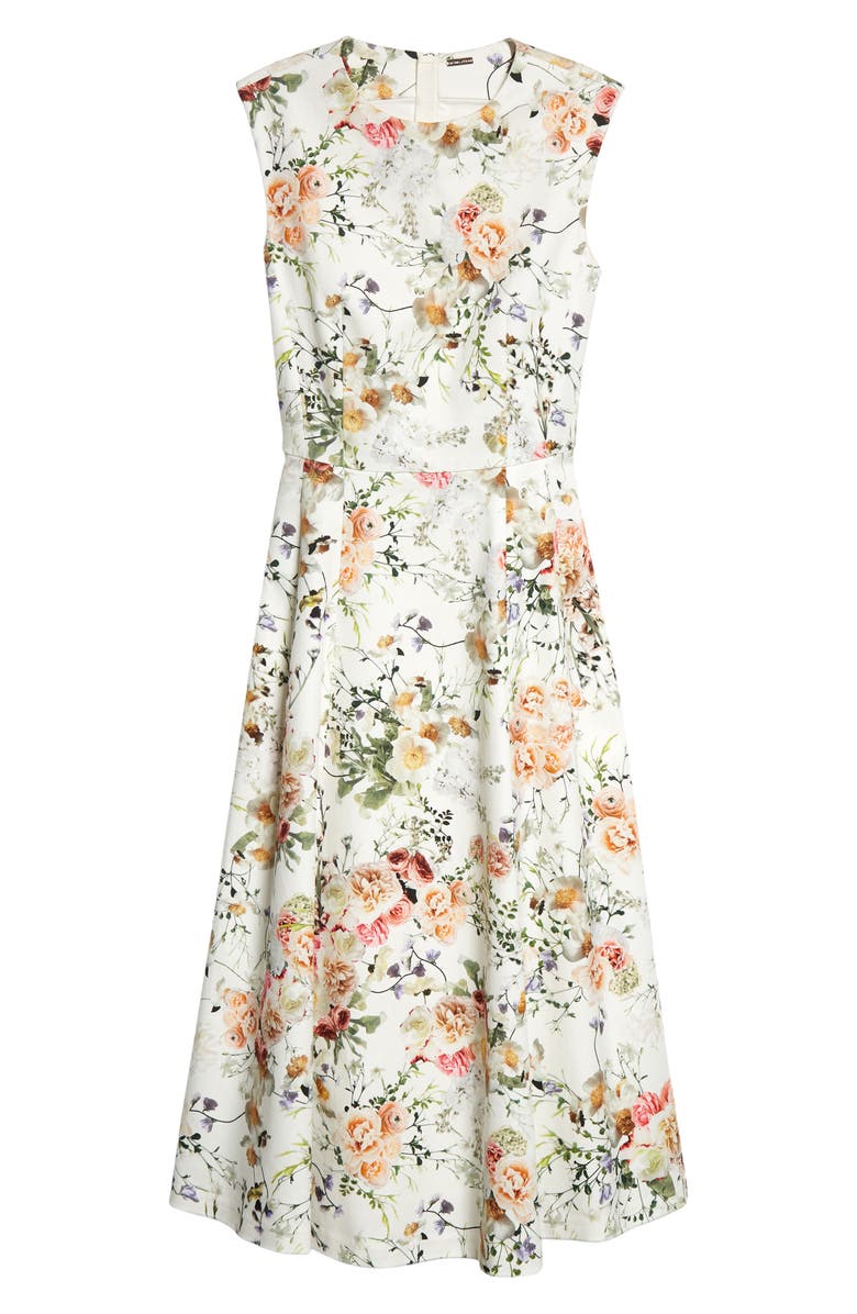 Adam Lippes Floral Print Cotton Stretch Twill Fit & Flare Dress, Alternate, color,