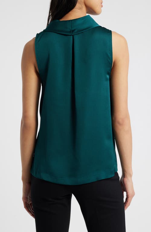 Vince Camuto Hammered Satin Sleeveless Cowl Neck Top In Blue