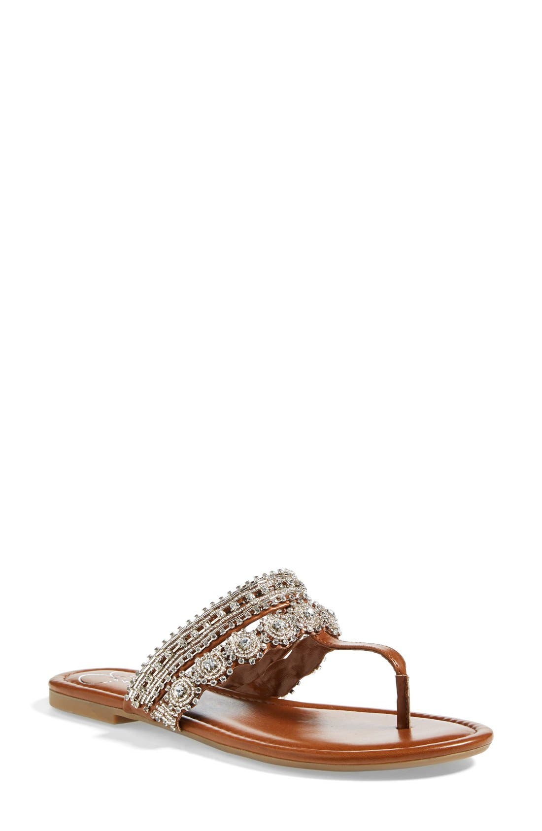 'Roelle' Embellished Sandal, Main, color, BURNT UMBER