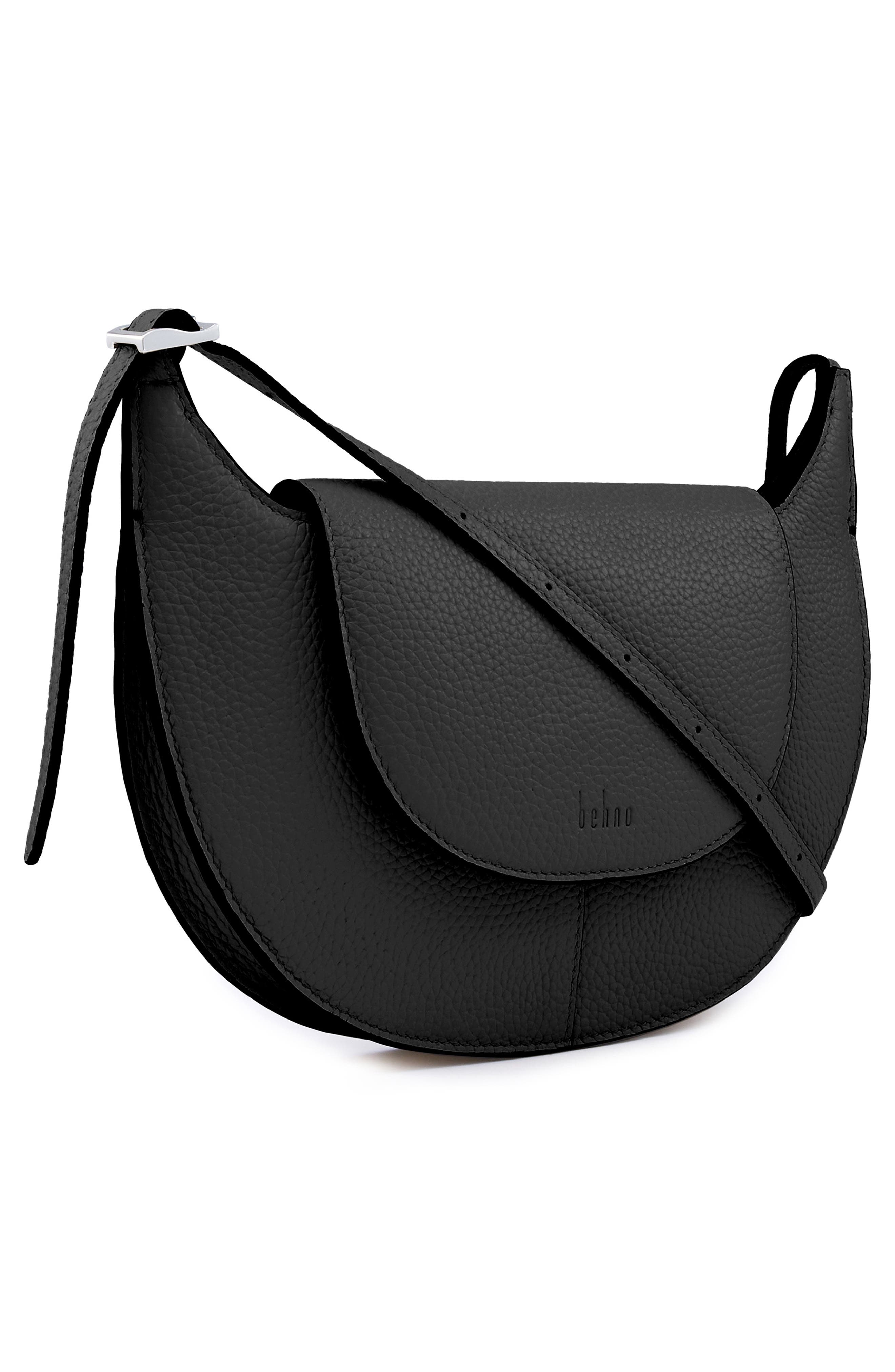behno Nadia Leather Crossbody Bag, Alternate, color, Black