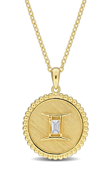 Zodiac Created White Sapphire Pendant Necklace