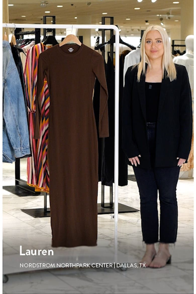 skims long sleeve dress sale Skims + Long Sleeve Slit Dress